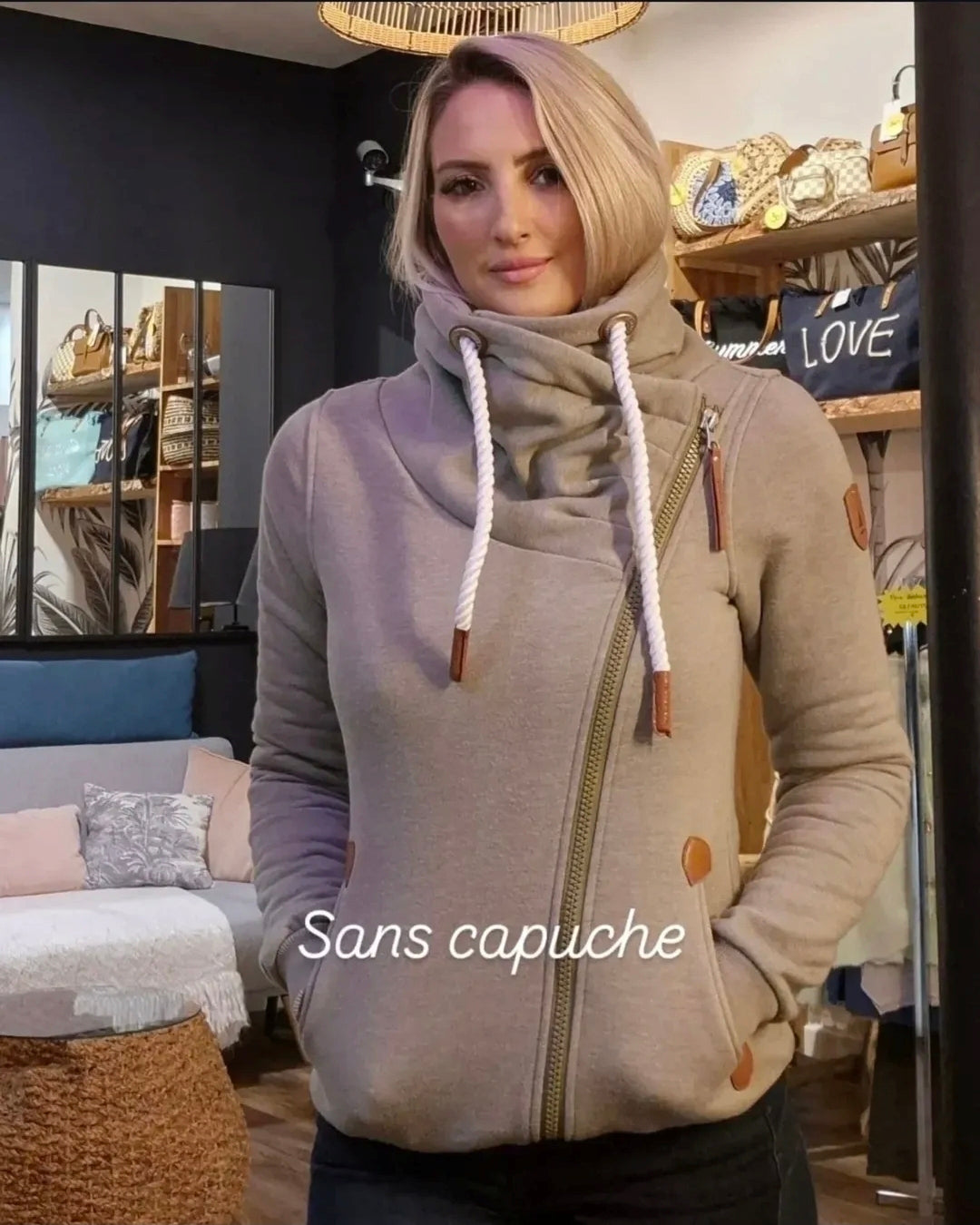 PULL CANADIEN SANS CAPUCHE KAKI