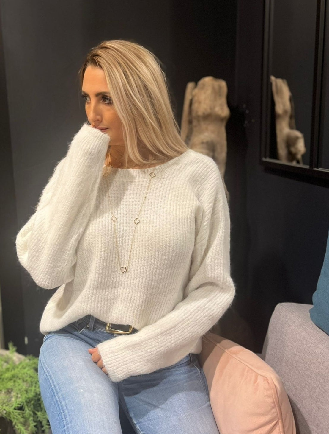 PULL FLEURS DENTELLE REVERSIBLE