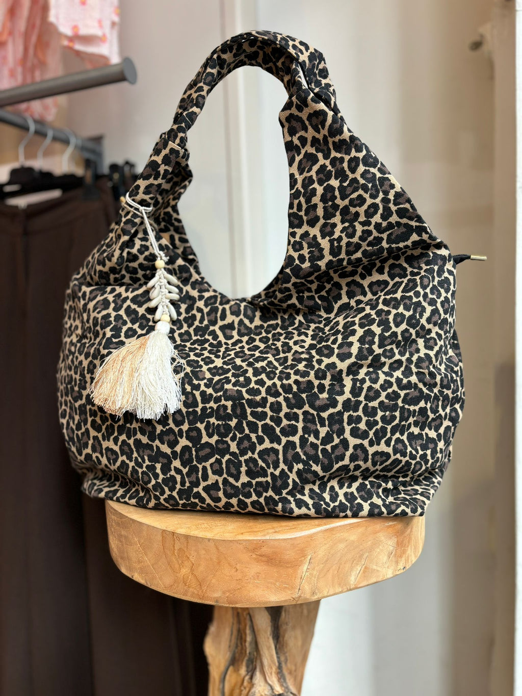 CABAS LEOPARD FONCE