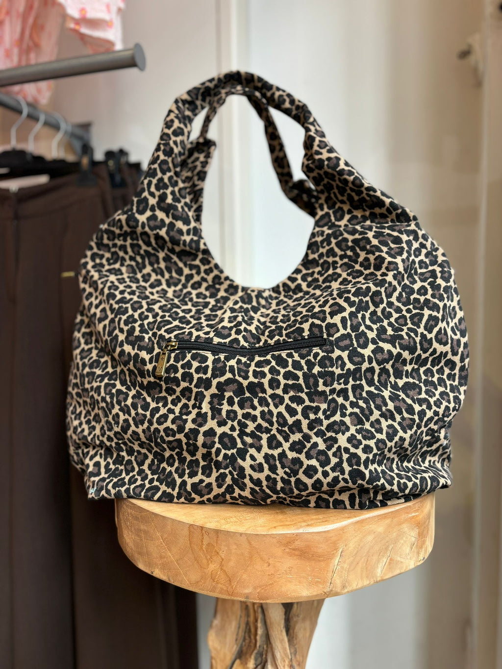 CABAS LEOPARD FONCE