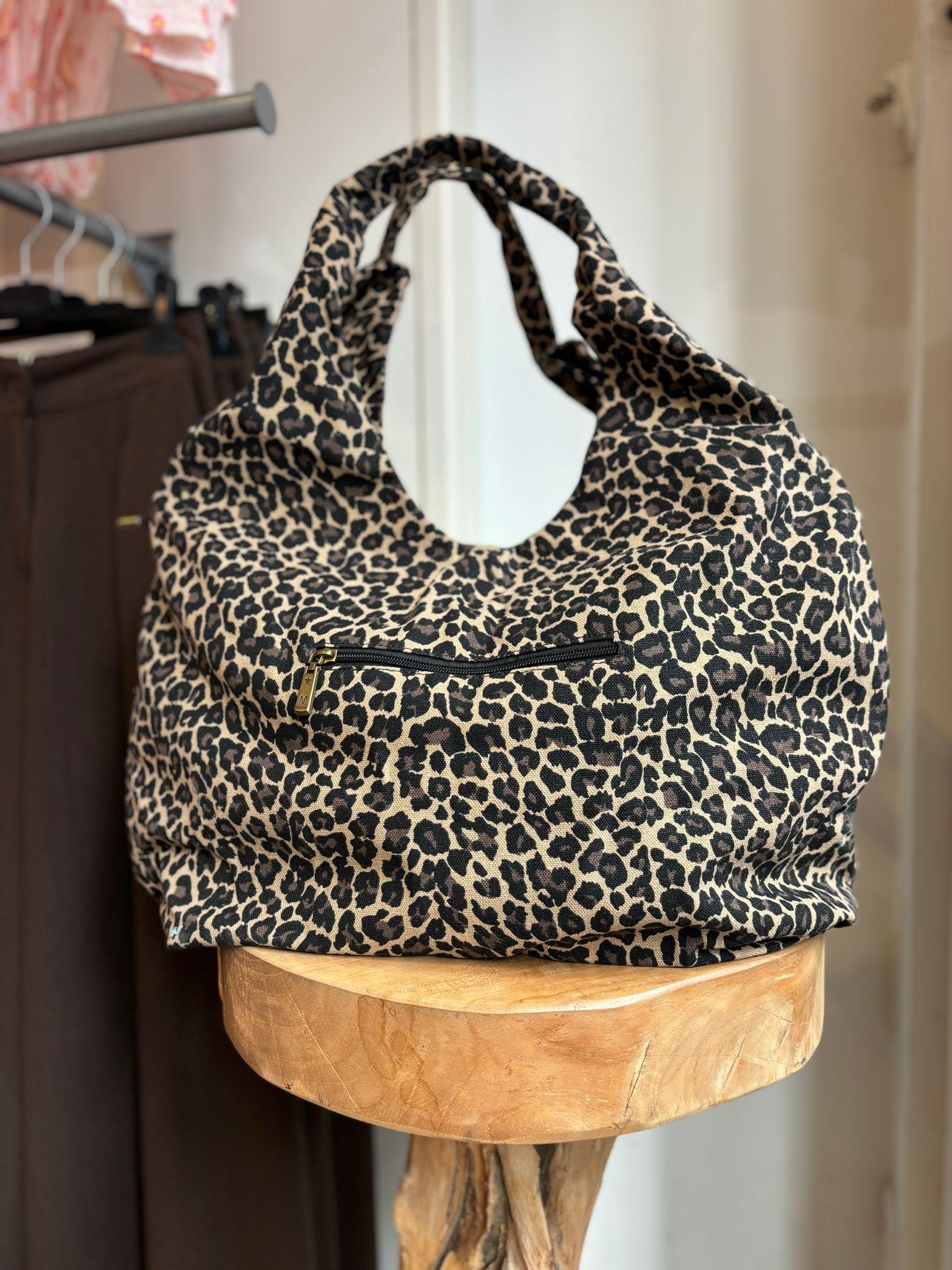 CABAS LEOPARD FONCE