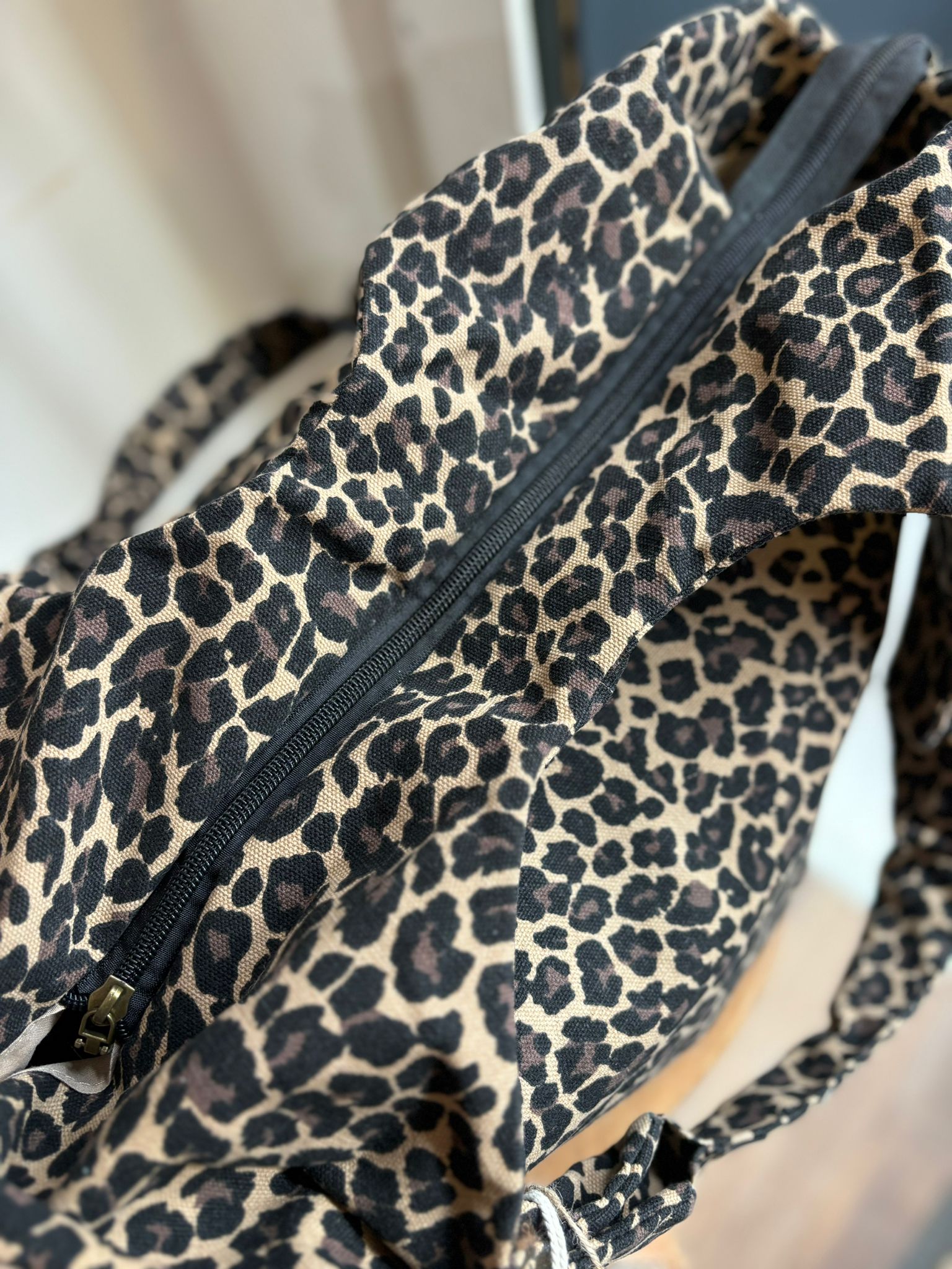 CABAS LEOPARD FONCE