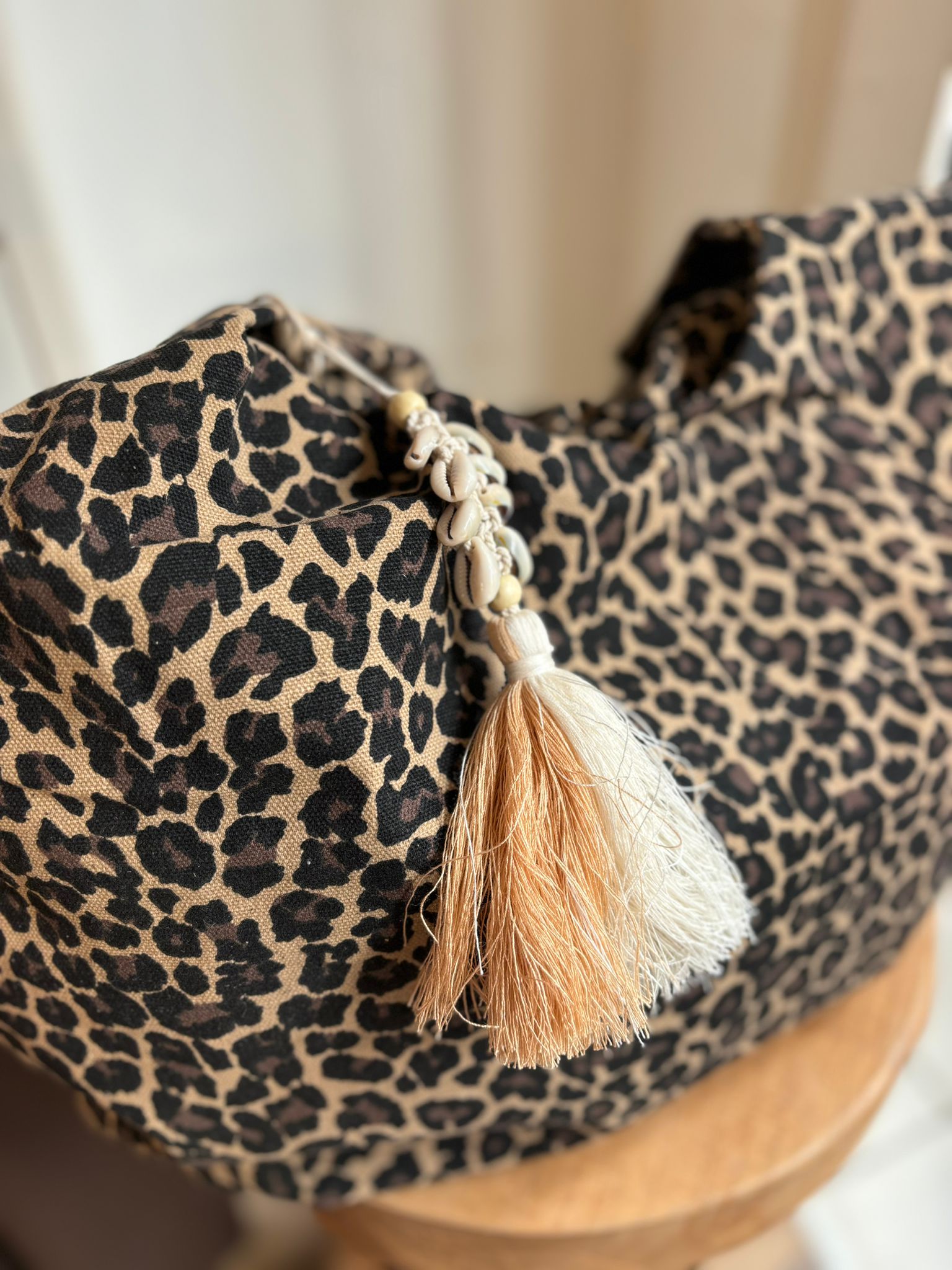 CABAS LEOPARD FONCE